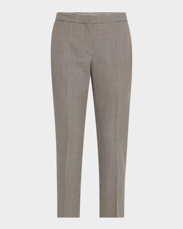 Mid-Rise Straight-Leg Houndstooth Trousers